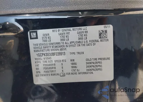 2011 Chevrolet Silverado 1500 Lt from USA, damaged, VIN 1GCPKSE30BF228913